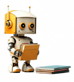 Bild eines freundlichen Roboters, der Akten herbei trägt, als Symbolbild für unterstützende künstliche Intelligenz